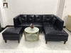 I4 Ghế sofa góc da giả màu đen GT231 Ambelia 2m3 x 1m6 giá rẻ