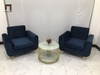 X3 Ghế sofa đơn nhỏ gọn màu xanh đậm DL1 Presa vải nhung