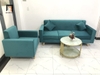 W1 Set ghế sofa văn phòng làm việc KL2 Basim xanh lá vải nhung