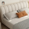 R1 Giường ngủ bọc da xám trắng GN81 Moya chia ô múi nổi bật