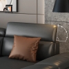 B1 Set ghế sofa góc L cao cấp GHQ176 Souris 2m6 x 1m7 da giả đen