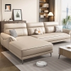 sofa góc da trắng kem