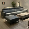 bộ ghế sofa da xám đậm