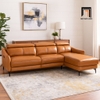 sofa góc da Pu nâu bóng