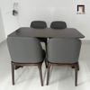 D2 Bộ bàn ăn chân V 31-KH4-G13-B92 bọc da simili xám ghi