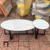 W3 Cặp bàn sofa phòng khách mặt đá BTPK19 Waka khung chân đen