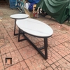 W3 Cặp bàn sofa phòng khách mặt đá BTPK19 Waka khung chân đen