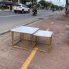F1 Cặp bàn trà mặt đá vuông trắng BTPK22 Kasbah căn hộ chung cư
