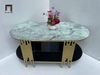 C2 Bàn trà mặt kính giả đá 1m x 50 BTPK78 Watery khung chân sắt