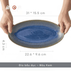 Đĩa bầu dục  Xanh dương  25 cm
