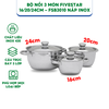 Bộ 3 Nồi Inox 430 3 Đáy Cool Fivestar FS-B3010 Nắp Inox 06pcs- Kích thước 16cm/20cm/24cm - Bảo Hành Chính Hãng 12 Tháng