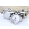 Bộ 3 Nồi Inox 430 3 Đáy Cool Fivestar FS-B3010 Nắp Inox 06pcs- Kích thước 16cm/20cm/24cm - Bảo Hành Chính Hãng 12 Tháng