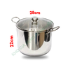 Nồi Luộc Gà Inox 304 Fivestar Nắp Kính  FS-N30002 - 28CM/30CM - Hàng Chính Hãng