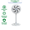 Quạt đứng Asia Turbo VY639791-Công suất 90W-6 cánh điều khiển nút vặn - Bảo hành chính hãng 24 tháng