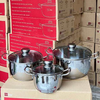 Bộ 3 Nồi Inox 430 3 Đáy Malai Fivestar FS-B3004 Nắp Kính 06pcs- Kích thước 16cm/20cm/24cm - Bảo Hành Chính Hãng