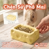Chén Ăn Cho Thỏ, Bọ Ú, Chinchilla, Mèo, Chó Chất Liệu Gốm Sứ Hình Phô Mai Dễ Thương
