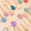 Thìa ăn dặm silicone cán gỗ Bermy (dài 14cm, màu ngẫu nhiên)