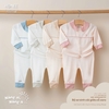 Bộ sơ sinh cài giữa chéo cổ caro 7737 Honee