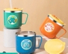 Cốc tập uống hình thú dễ thương màu ngẫu nhiên (ruột inox 304, vỏ nhựa, ống hút silicone)