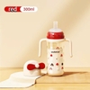 Bình nước tập hút, tập uống Youkebei có tay cầm, ống hút chống sặc 300ml (màu đỏ)