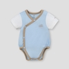 Set 2 bodysuit cài lệch cộc tay Nous màu xanh phối trắng
