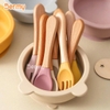 Thìa ăn dặm silicone cán gỗ Bermy (dài 14cm, màu ngẫu nhiên)