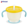 Cốc tập uống 3 giai đoạn Richell nắp vàng tay xanh lơ