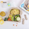 Khay ăn dặm silicon Misan Khủng Long 3 ngăn kèm thìa dĩa