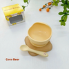 Bát silicone kèm thìa đế hít chống lật đổ Coco Bear cho bé ăn dặm khởi đầu (màu ngẫu nhiên)