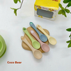 Bát silicone kèm thìa đế hít chống lật đổ Coco Bear cho bé ăn dặm khởi đầu (màu ngẫu nhiên)