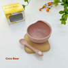 Bát silicone kèm thìa đế hít chống lật đổ Coco Bear cho bé ăn dặm khởi đầu (màu ngẫu nhiên)