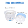 Hũ Sứ Đa Năng 3in1 Misan 250ml trữ đồ ăn cho bé (2 nắp - 1 silicone, 1 sứ) MS0030