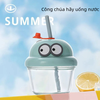 Cốc tập hút thủy tinh nắp nhựa 210ml (họa tiết & màu sắc ngẫu nhiên)