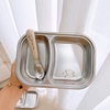 Khay inox 2 ngăn kèm thìa cho bé ăn dặm