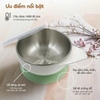 Bộ chén inox Farlin cách nhiệt kèm muỗng silicone mềm mại, có đế hít chống trơn và nắp đậy tiện lợi cho bé