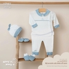 Bộ sơ sinh cài chéo cổ caro 7744 Honee