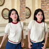 Heart Stripe Knit Tee