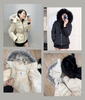 Áo khoác parka ZARA có mũ lót lông 2 màu đen, trắng