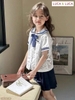 Bộ thủy thủ Happy cổ sen kèm nơ Luca&Luca chân váy navy