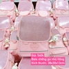 Balo chống gù HỒNG NHŨ tai thỏ kèm móc khóa size 38x30x13cm