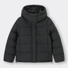 Áo khoác phao nữ có mũ màu đen H&M dáng ngắn