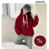 Áo nỉ da cá hoodie Winwin màu đỏ họa tiết ngựa vằn