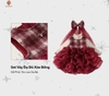 Set 2 món HOA ĐỎ váy voan tiểu thư Cherry Coco kèm voan đầu