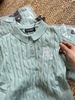 Áo len polo cộc tay dệt kim màu xanh mint RALPH LAUREN
