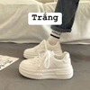 Giày Sneaker đế bánh mì cao 5 phân 2 màu trắng, trắng phối đen