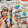Bộ nỉ da cá dài tay thu đông hãng Hiunkids mẫu Labubu, Minions