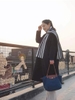 Túi tote Long Champ màu xanh navy quai nâu 2 size