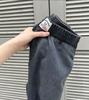 Quần jean denim xám khói cạp chun ống suông cho nữ