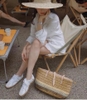 Bộ đũi áo sơ mi quần sooc màu trắng cho nữ