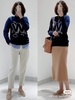 Áo len Maxmara chữ W 2 màu xanh than, đỏ